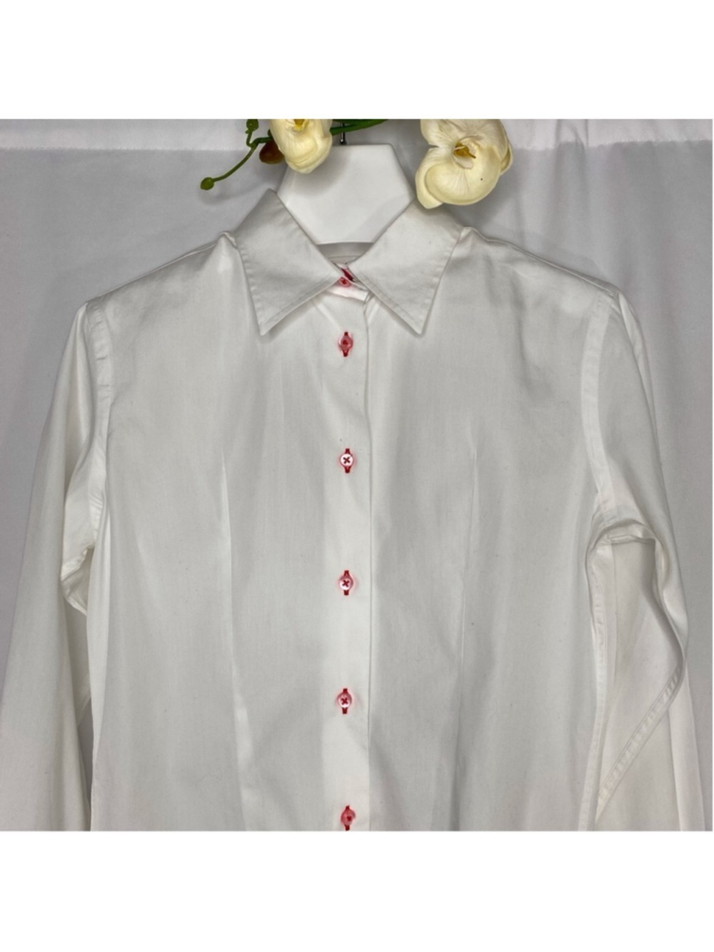 Coton Doux Paris Women’s Shirt White Tailored Cotton Cupcake Trim - Picture 12 of 13